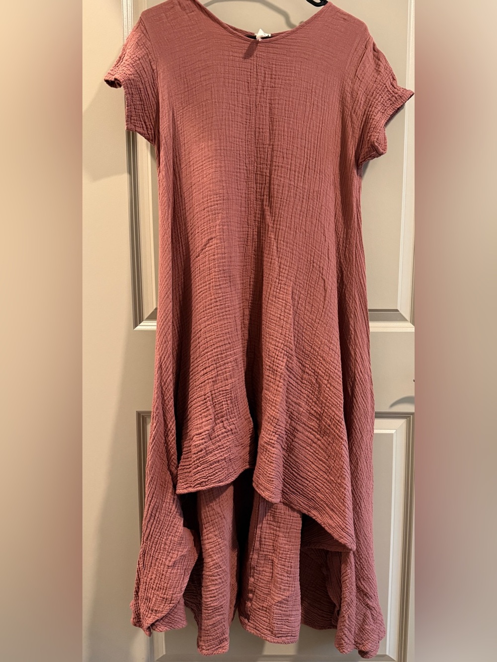 Cotton Flower High Low Gauze Dress in Desert Rose